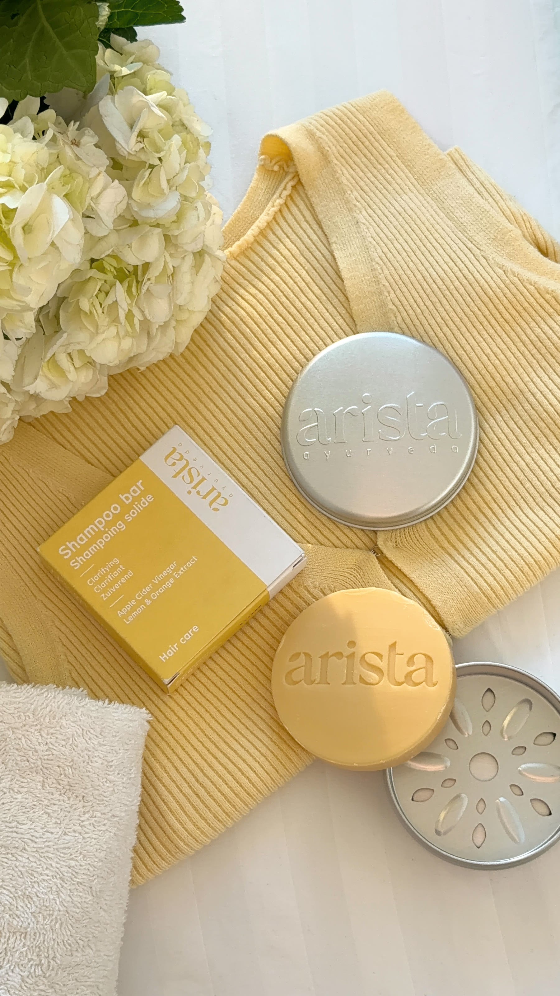 Haircare product flat lay